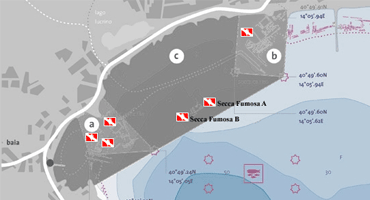 Secca Fumosa dive site on Archaelogical Park map Secca Fumosa dive site on Archaelogical Park map